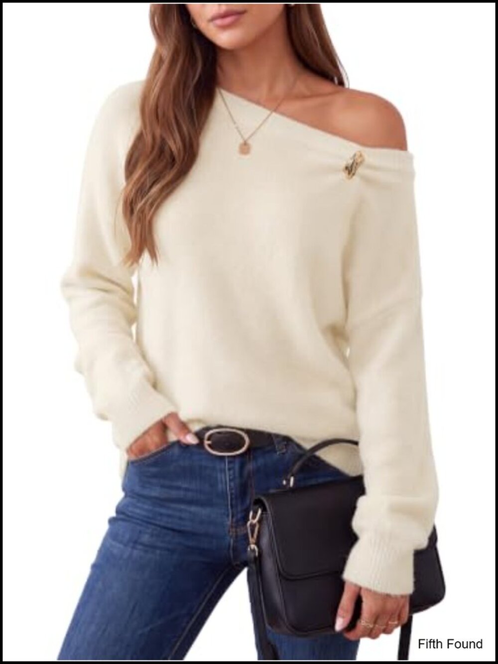 Off The Shoulder Ribbed Knit Sweater Loose Long Sleeve Pullover Top